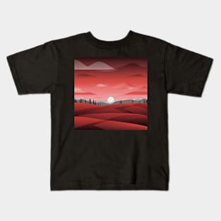 Stunning red landscape minimalist art Kids T-Shirt